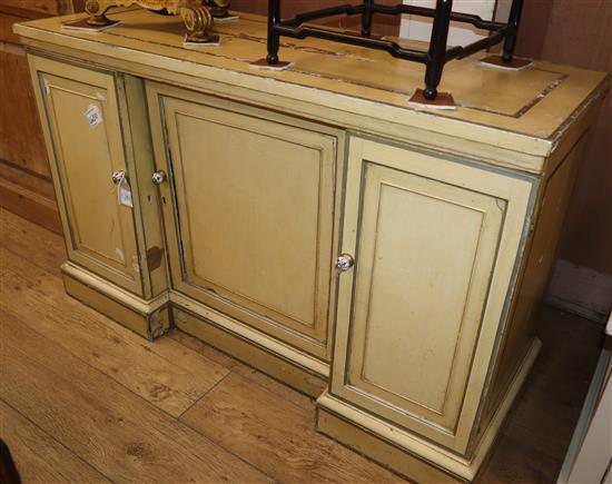 A Victorian painted inverse breakfront side cabinet W.120cm